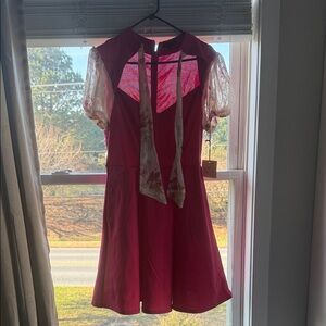 Chic Pink Mini Dress with Floral Sleeves